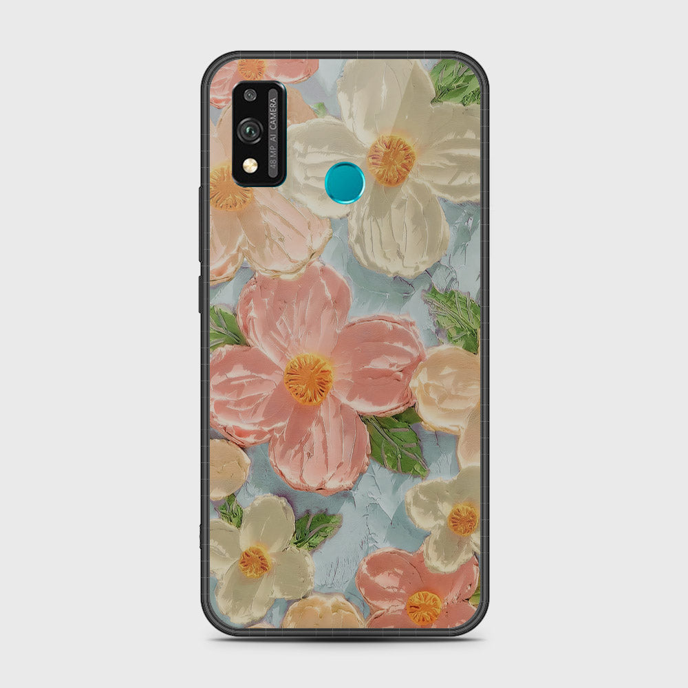 Honor 9X Lite Cover - Floral Series - Design 16 - Cyan & Pink - HQ Premium Shine Durable Shatterproof Case