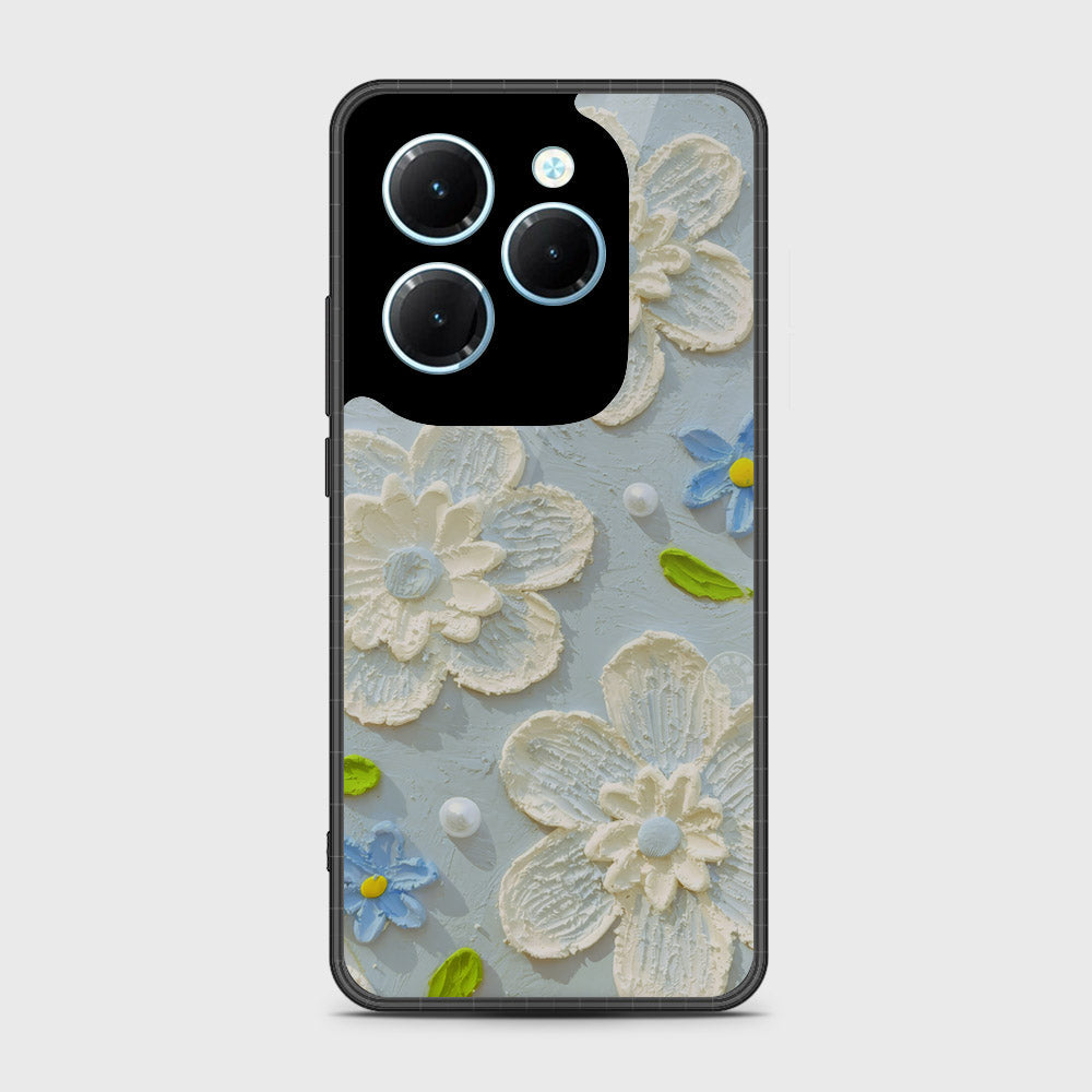 Infinix Hot 40 Cover - Floral Series - Design 3 - Sky Blue - HQ Premium Shine Durable Shatterproof Case