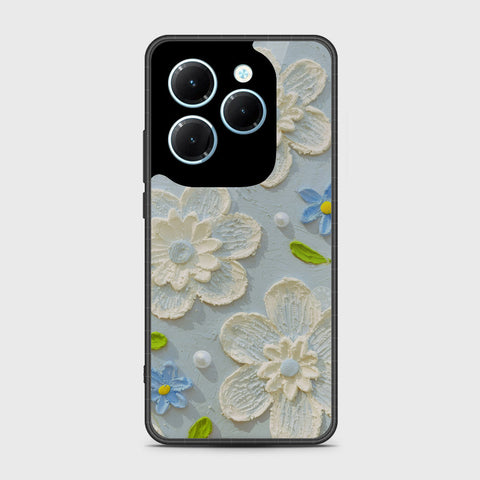 Infinix Hot 40 Cover - Floral Series - Design 3 - Sky Blue - HQ Premium Shine Durable Shatterproof Case