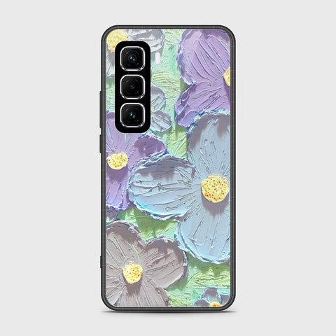 Infinix Hot 50 Pro Cover - Floral Series - Design 1 - Purple & Aqua - HQ Premium Shine Durable Shatterproof Case