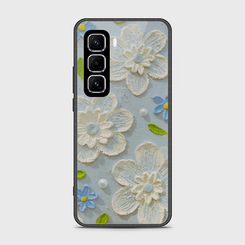 Infinix Hot 50 Pro Plus Cover - Floral Series - Design 3 - Sky Blue - HQ Premium Shine Durable Shatterproof Case