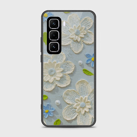 Infinix Hot 50 Pro Plus Cover - Floral Series - Design 3 - Sky Blue - HQ Premium Shine Durable Shatterproof Case