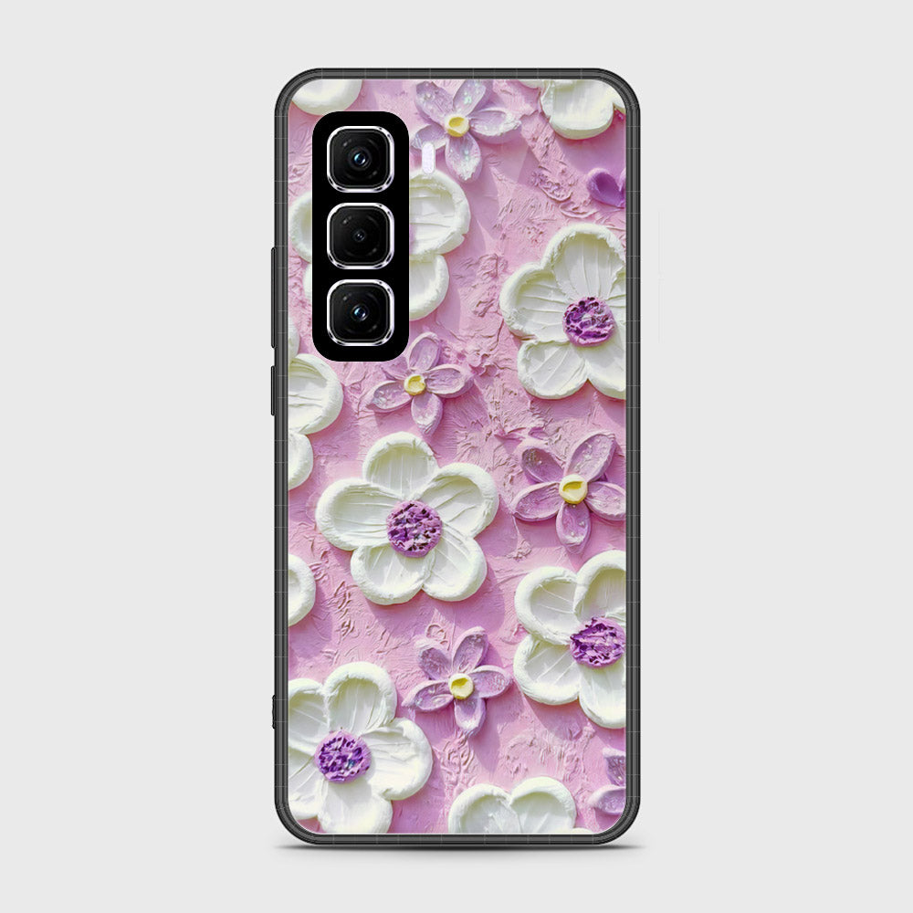 Infinix Hot 50 Pro Cover - Floral Series - Design 4 - Purple & White - HQ Premium Shine Durable Shatterproof Case