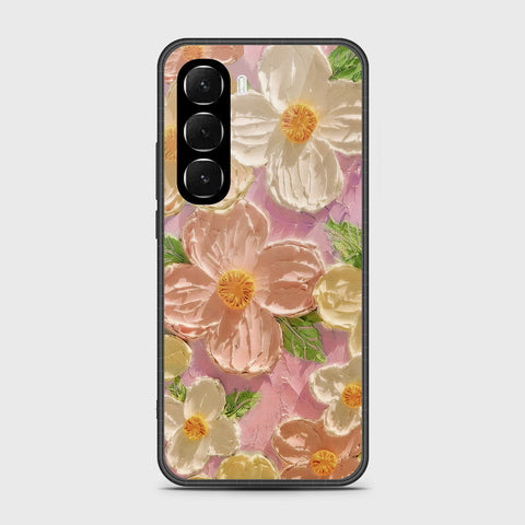 Infinix Hot 60 Cover - Floral Series - Design 11 - White & Green - HQ Ultra Shine Premium Infinity Glass Soft Silicon Borders Case