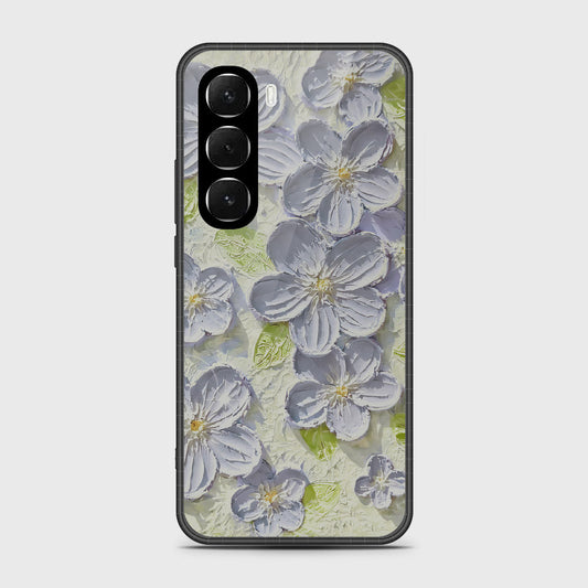 Infinix Hot 60i 4G Cover - Floral Series - Design 12 - Grey & Green - HQ Ultra Shine Premium Infinity Glass Soft Silicon Borders Case