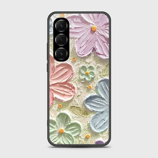Infinix Hot 60i 4G Cover - Floral Series - Design 15 - Blue & Green - HQ Ultra Shine Premium Infinity Glass Soft Silicon Borders Case