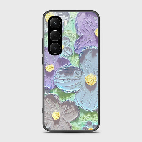 Infinix Hot 60i 4G Cover - Floral Series - Design 1 - Purple & Aqua - HQ Ultra Shine Premium Infinity Glass Soft Silicon Borders Case