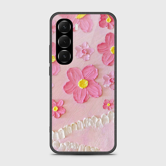 Infinix Hot 60 Cover - Floral Series - Design 2 - Pink - HQ Ultra Shine Premium Infinity Glass Soft Silicon Borders Case