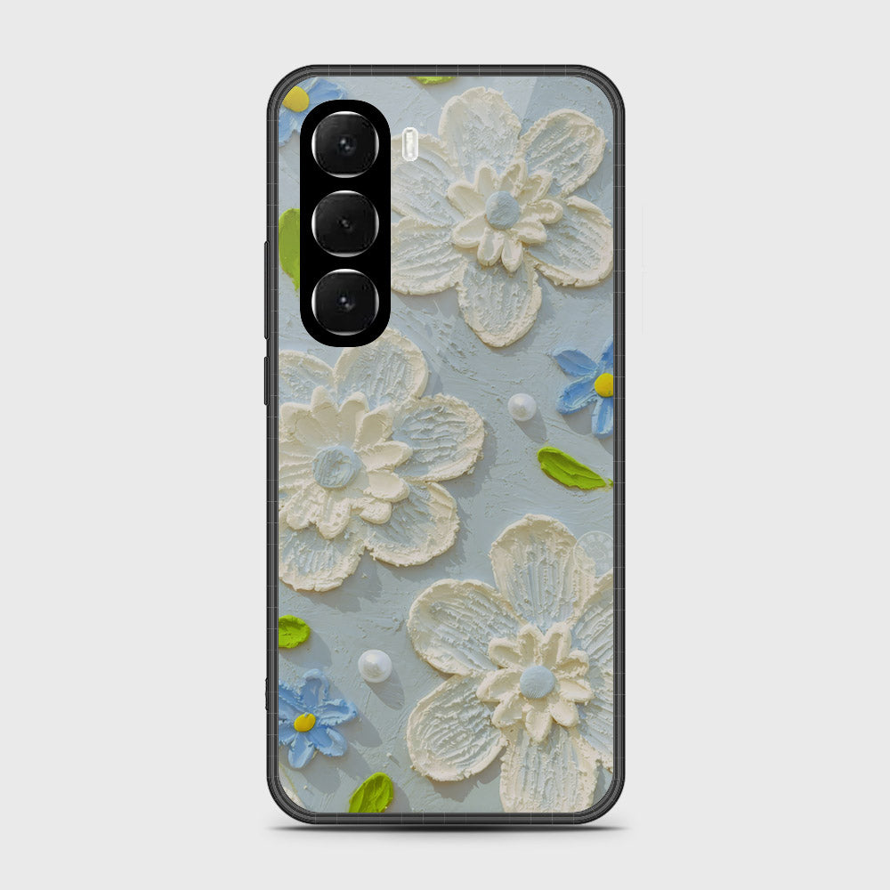 Infinix Hot 60 Cover - Floral Series - Design 3 - Sky Blue - HQ Ultra Shine Premium Infinity Glass Soft Silicon Borders Case