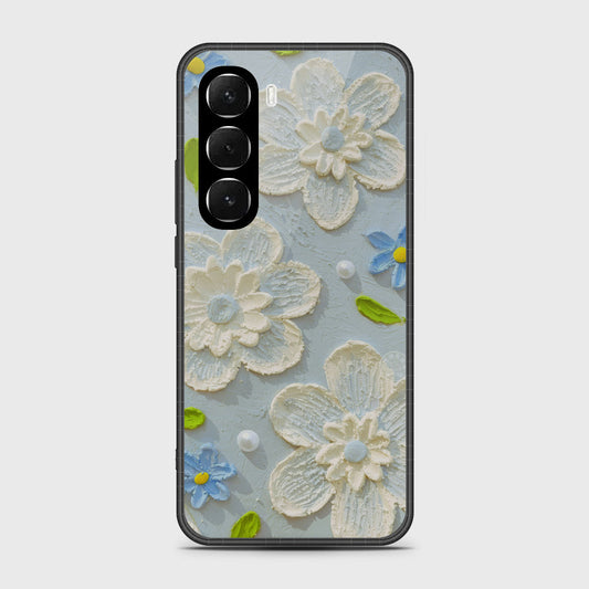 Infinix Hot 60 Cover - Floral Series - Design 3 - Sky Blue - HQ Ultra Shine Premium Infinity Glass Soft Silicon Borders Case