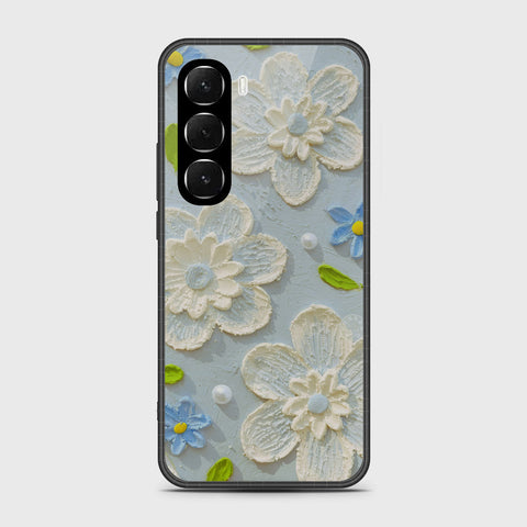 Infinix Hot 60 Cover - Floral Series - Design 3 - Sky Blue - HQ Ultra Shine Premium Infinity Glass Soft Silicon Borders Case