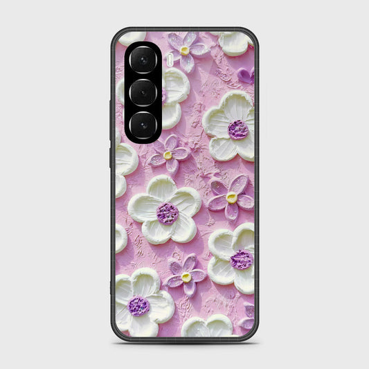 Infinix Hot 60 Cover - Floral Series - Design 4 - Purple & White - HQ Ultra Shine Premium Infinity Glass Soft Silicon Borders Case