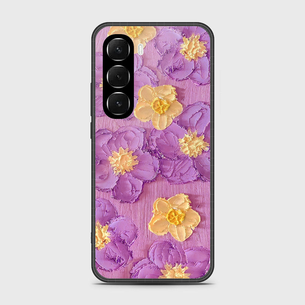 Infinix Hot 60i 4G Cover - Floral Series - Design 8 - Purple & Yellow - HQ Ultra Shine Premium Infinity Glass Soft Silicon Borders Case