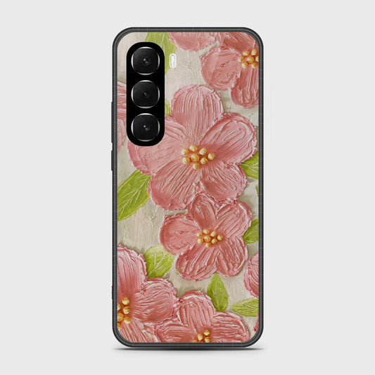 Infinix Hot 60i 4G Cover - Floral Series - Design 9 - Pink & Green - HQ Ultra Shine Premium Infinity Glass Soft Silicon Borders Case