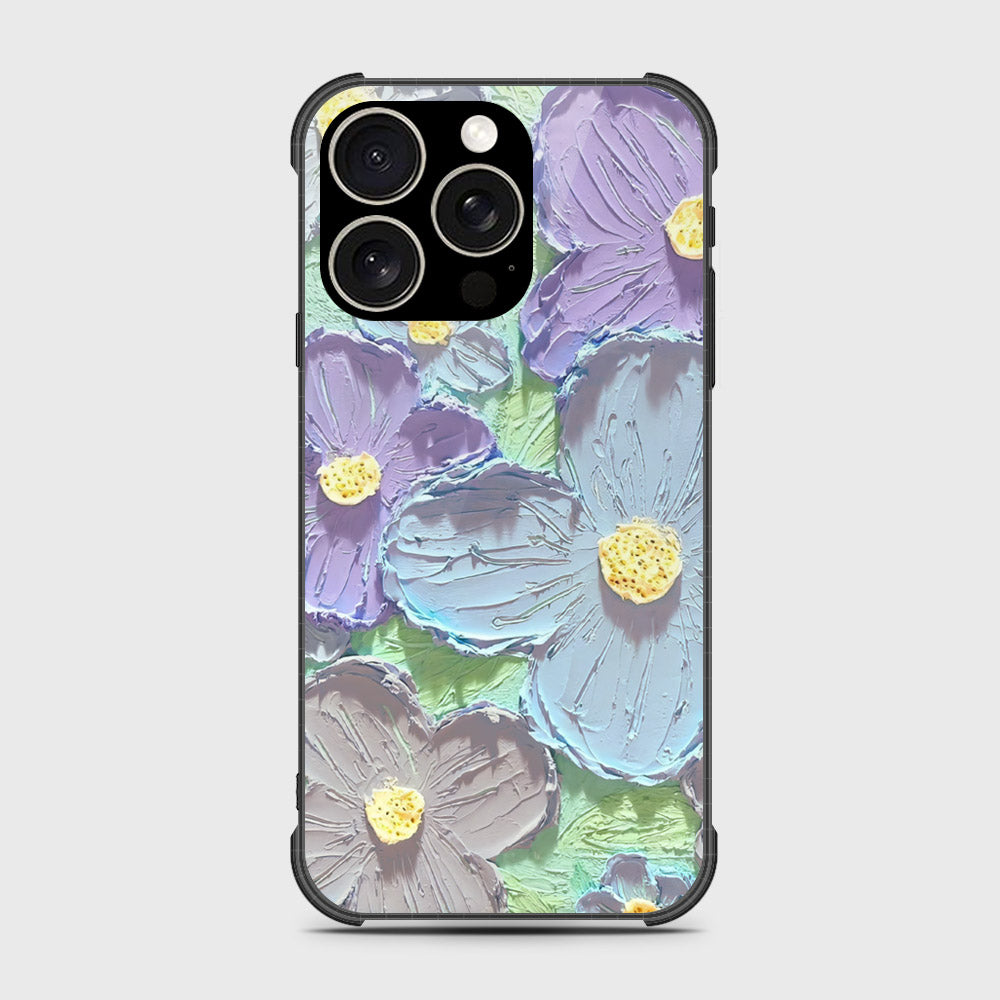 iPhone 16 Pro Max Cover - Floral Series - Design 1 - Purple & Aqua - HQ Premium Shine Durable Silicone Case With Protection Cushion (Fast Delivery)
