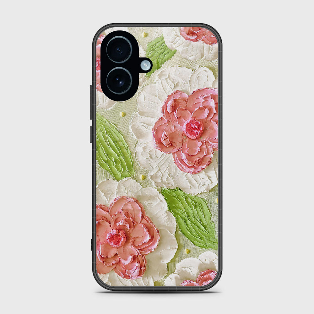 iPhone 17 Cover - Floral Series - Design 13 - Offwhite & Green - HQ Premium Shine Durable Glass Case