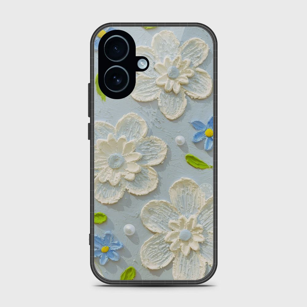 iPhone 17 Cover - Floral Series - Design 3 - Sky Blue - HQ Premium Shine Durable Glass Case