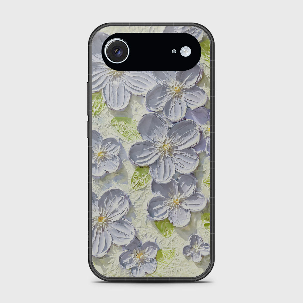 iPhone 17 Air Cover - Floral Series - Design 12 - Grey & Green - HQ Premium Shine Durable Glass Case