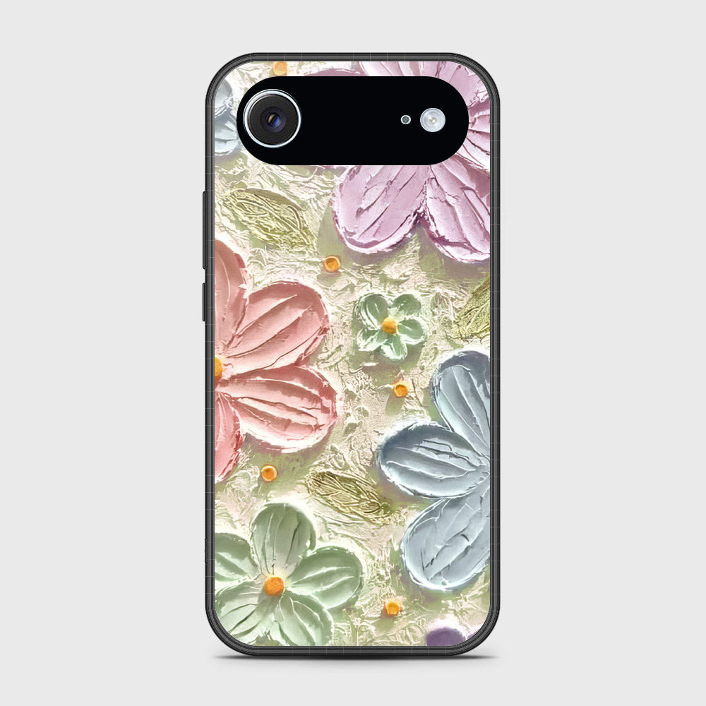 iPhone 17 Air Cover - Floral Series - Design 15 - Blue & Green - HQ Premium Shine Durable Glass Case