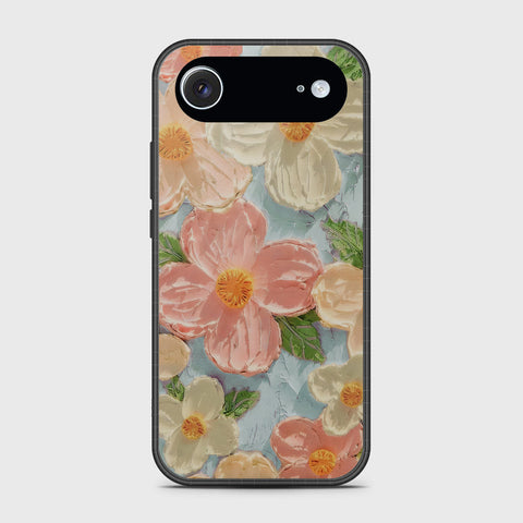 iPhone 17 Air Cover - Floral Series - Design 16 - Cyan & Pink - HQ Premium Shine Durable Glass Case