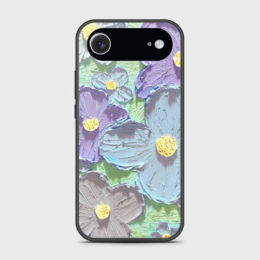 iPhone 17 Air Cover - Floral Series - Design 1 - Purple & Aqua - HQ Premium Shine Durable Glass Case