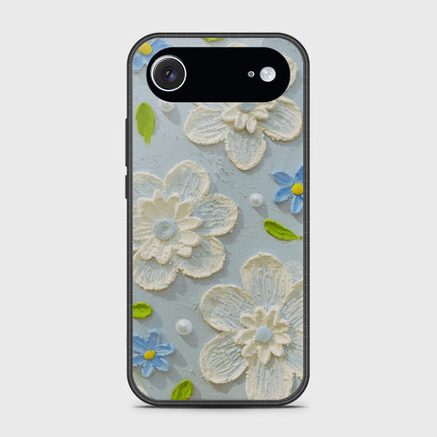 iPhone 17 Air Cover - Floral Series - Design 3 - Sky Blue - HQ Premium Shine Durable Glass Case