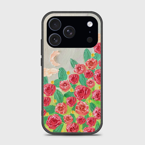 iPhone 17 Pro Max Cover - Floral Series - Design 10 - Red & Green - HQ Premium Shine Durable Glass Case