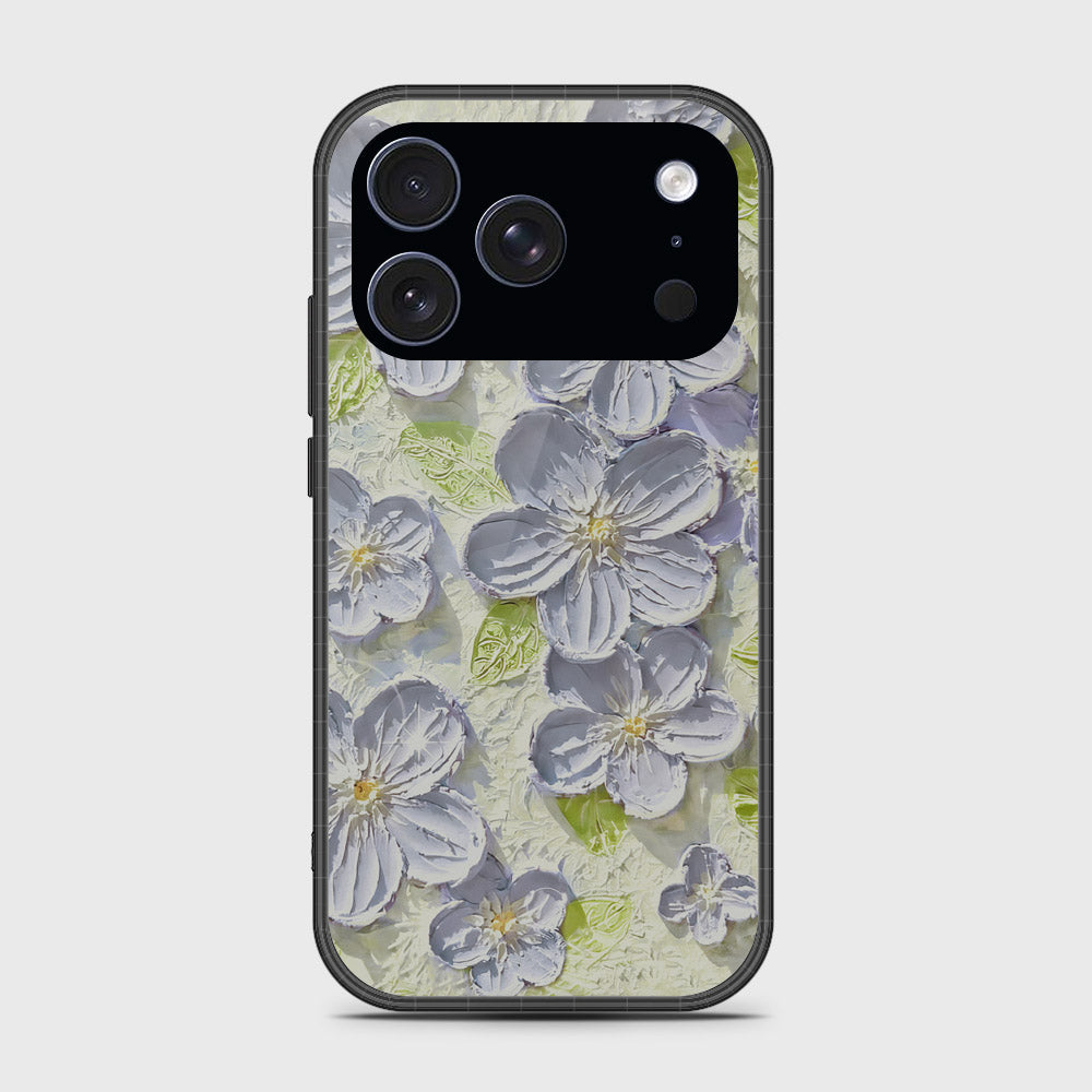 iPhone 17 Pro Max Cover - Floral Series - Design 12 - Grey & Green - HQ Premium Shine Durable Glass Case