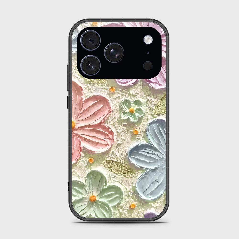 iPhone 17 Pro Max Cover - Floral Series - Design 15 - Blue & Green - HQ Premium Shine Durable Glass Case