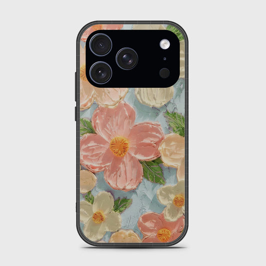 iPhone 17 Pro Max Cover - Floral Series - Design 16 - Cyan & Pink - HQ Premium Shine Durable Glass Case