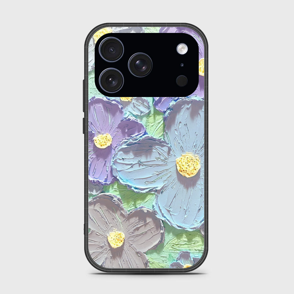 iPhone 17 Pro Cover - Floral Series - Design 1 - Purple & Aqua - HQ Premium Shine Durable Glass Case