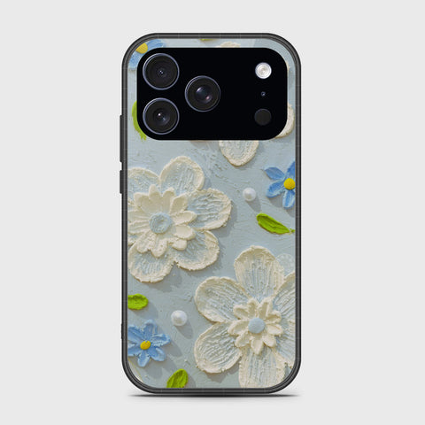 iPhone 17 Pro Max Cover - Floral Series - Design 3 - Sky Blue - HQ Premium Shine Durable Glass Case