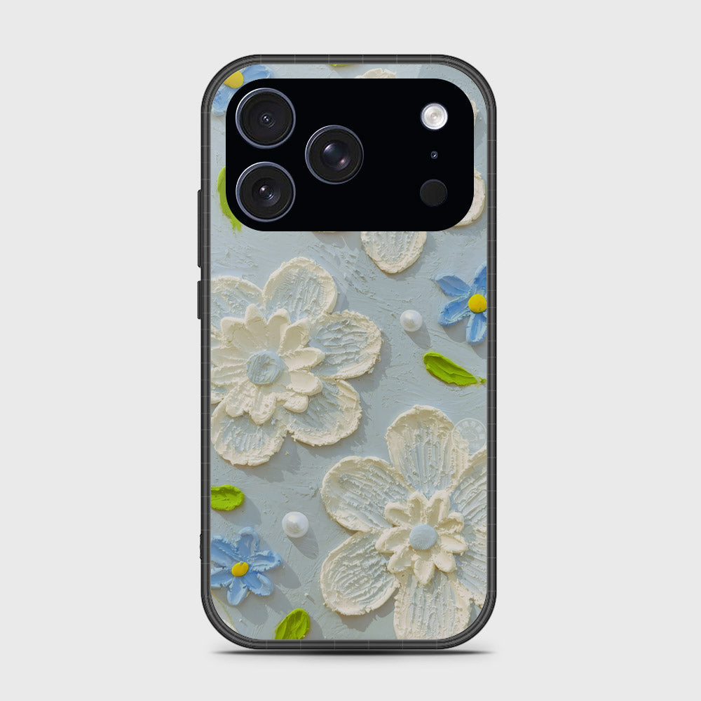 iPhone 17 Pro Cover - Floral Series - Design 3 - Sky Blue - HQ Premium Shine Durable Glass Case