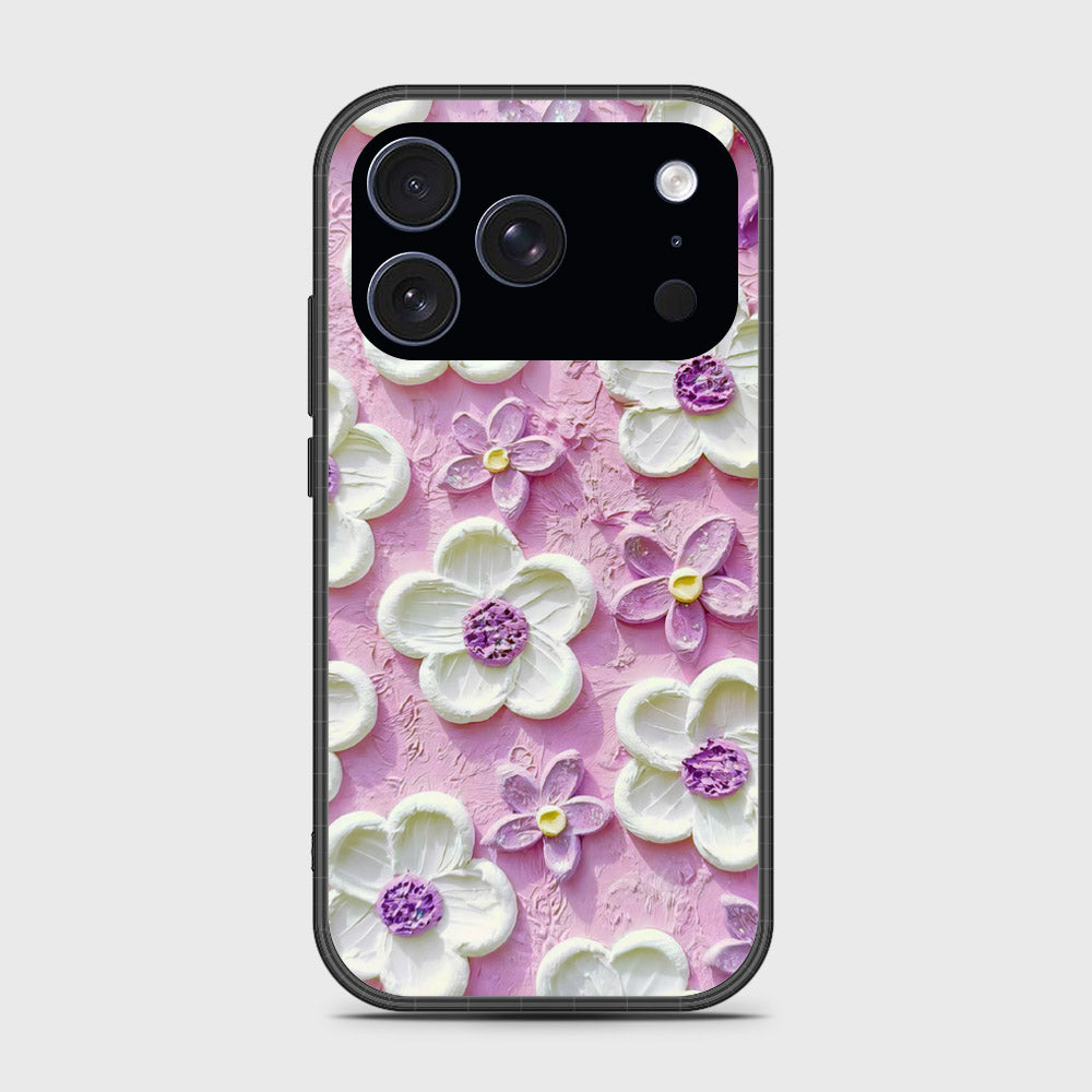 iPhone 17 Pro Max Cover - Floral Series - Design 4 - Purple & White - HQ Premium Shine Durable Glass Case