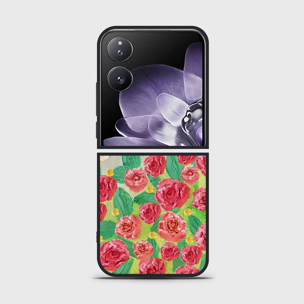 Xiaomi Mix Flip Cover - Floral Series - Design 10 - Red & Green - HQ Premium Shine Durable Shatterproof Case