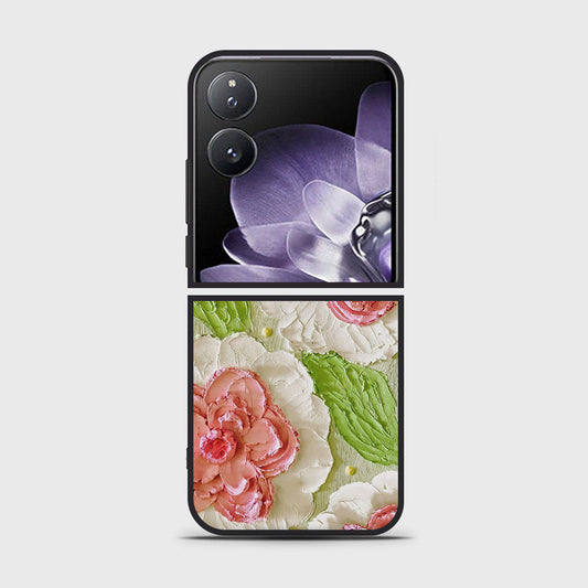 Xiaomi Mix Flip Cover - Floral Series - Design 13 - Offwhite & Green - HQ Premium Shine Durable Shatterproof Case