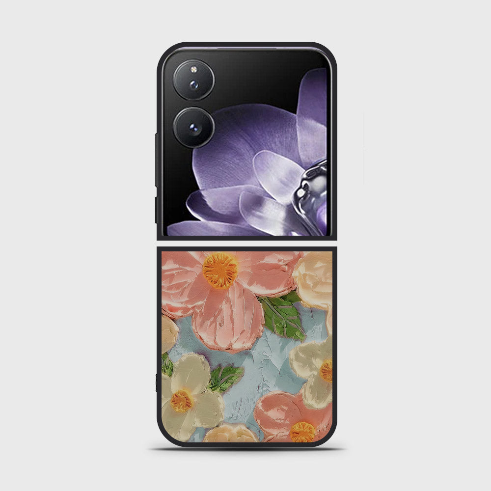 Xiaomi Mix Flip Cover - Floral Series - Design 16 - Cyan & Pink - HQ Premium Shine Durable Shatterproof Case