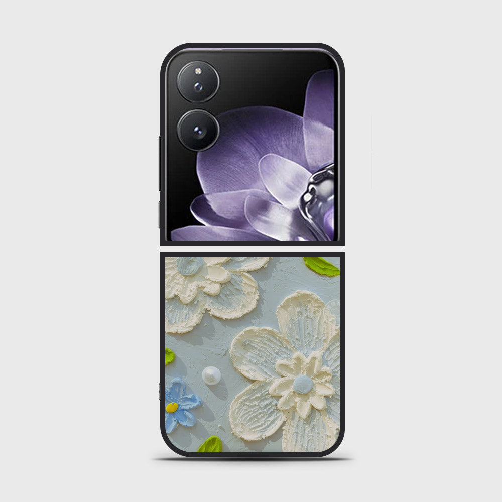 Xiaomi Mix Flip Cover - Floral Series - Design 3 - Sky Blue - HQ Premium Shine Durable Shatterproof Case
