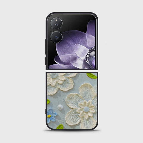 Xiaomi Mix Flip Cover - Floral Series - Design 3 - Sky Blue - HQ Premium Shine Durable Shatterproof Case