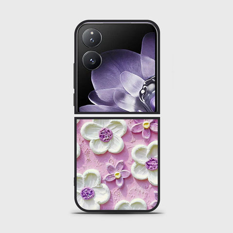 Xiaomi Mix Flip Cover - Floral Series - Design 4 - Purple & White - HQ Premium Shine Durable Shatterproof Case