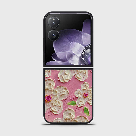 Xiaomi Mix Flip Cover - Floral Series - Design 5 - Pink & White - HQ Premium Shine Durable Shatterproof Case