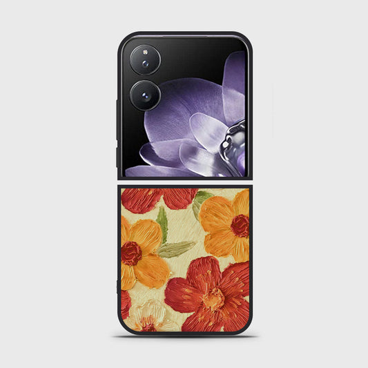 Xiaomi Mix Flip Cover - Floral Series - Design 6 - Red & Orange - HQ Premium Shine Durable Shatterproof Case