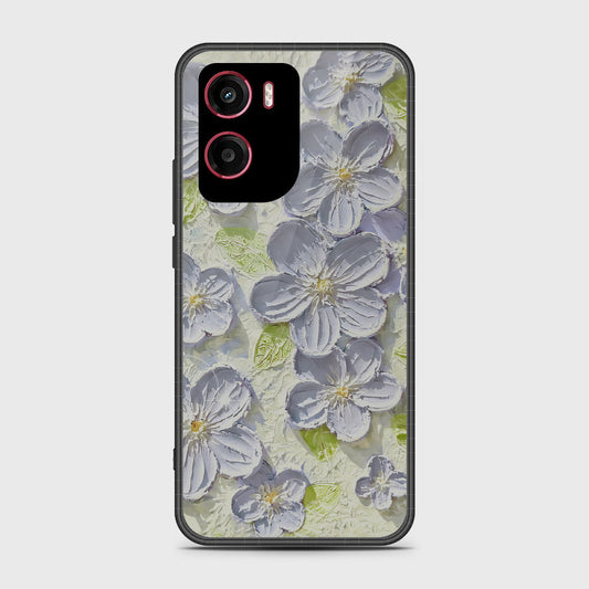 Motorola Moto E15 Cover - Floral Series - Design 12 - Grey & Green - HQ Premium Shine Durable Shatterproof Case