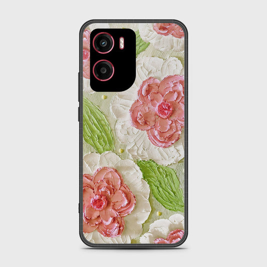 Motorola Moto E15 Cover - Floral Series - Design 13 - Offwhite & Green - HQ Premium Shine Durable Shatterproof Case