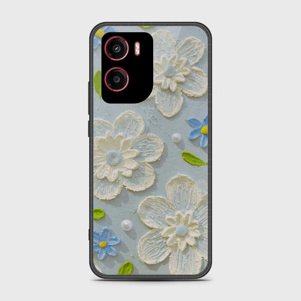 Motorola Moto E15 Cover - Floral Series - Design 3 - Sky Blue - HQ Premium Shine Durable Shatterproof Case