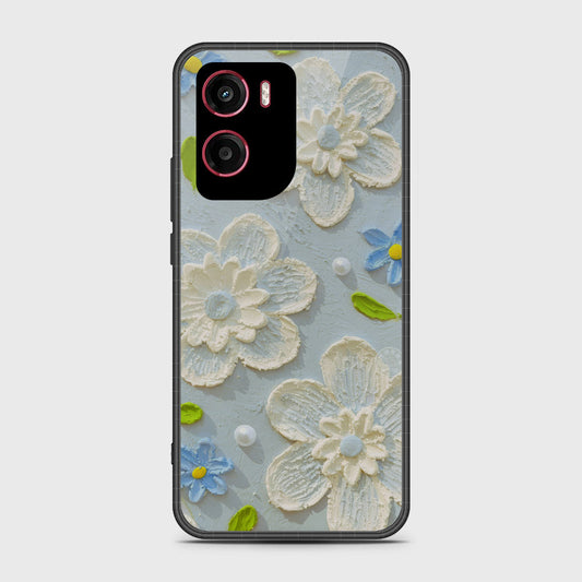 Motorola Moto E15 Cover - Floral Series - Design 3 - Sky Blue - HQ Premium Shine Durable Shatterproof Case