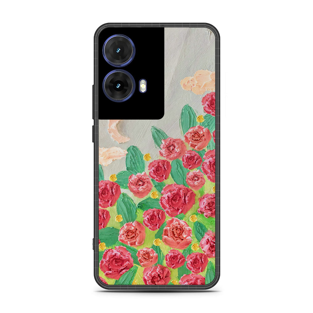 Motorola Moto G85 Cover - Floral Series - Design 10 - Red & Green - HQ Premium Shine Durable Shatterproof Case
