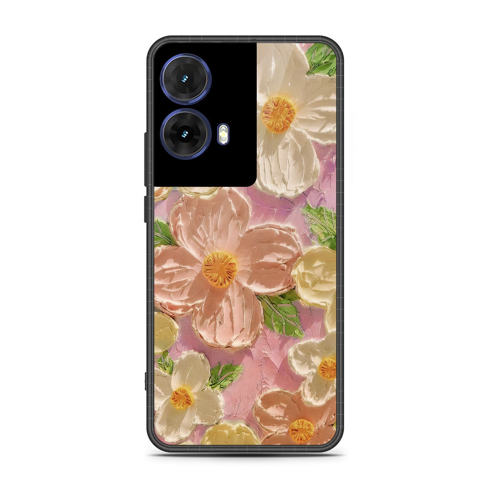 Motorola Moto G85 Cover - Floral Series - Design 11 - White & Green - HQ Premium Shine Durable Shatterproof Case