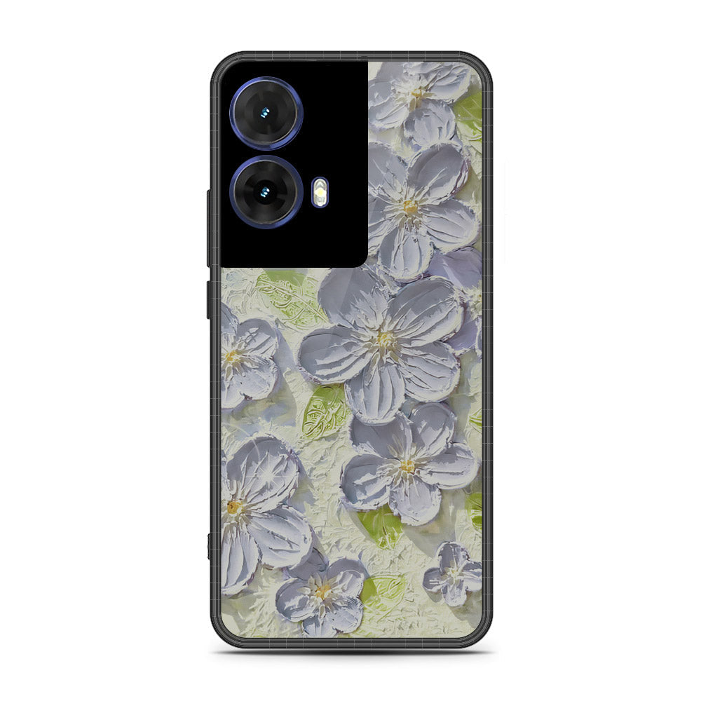 Motorola Moto G85 Cover - Floral Series - Design 12 - Grey & Green - HQ Premium Shine Durable Shatterproof Case