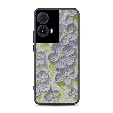 Motorola Moto G85 Cover - Floral Series - Design 12 - Grey & Green - HQ Premium Shine Durable Shatterproof Case